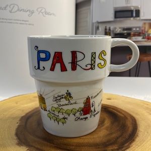 WORLD MARKET Paris 8 oz Coffee Mug Tea Cup with pictures of landmarks EUC